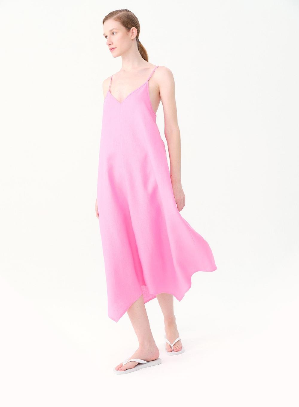 Etiqueta negra Vestido breteles lino picos