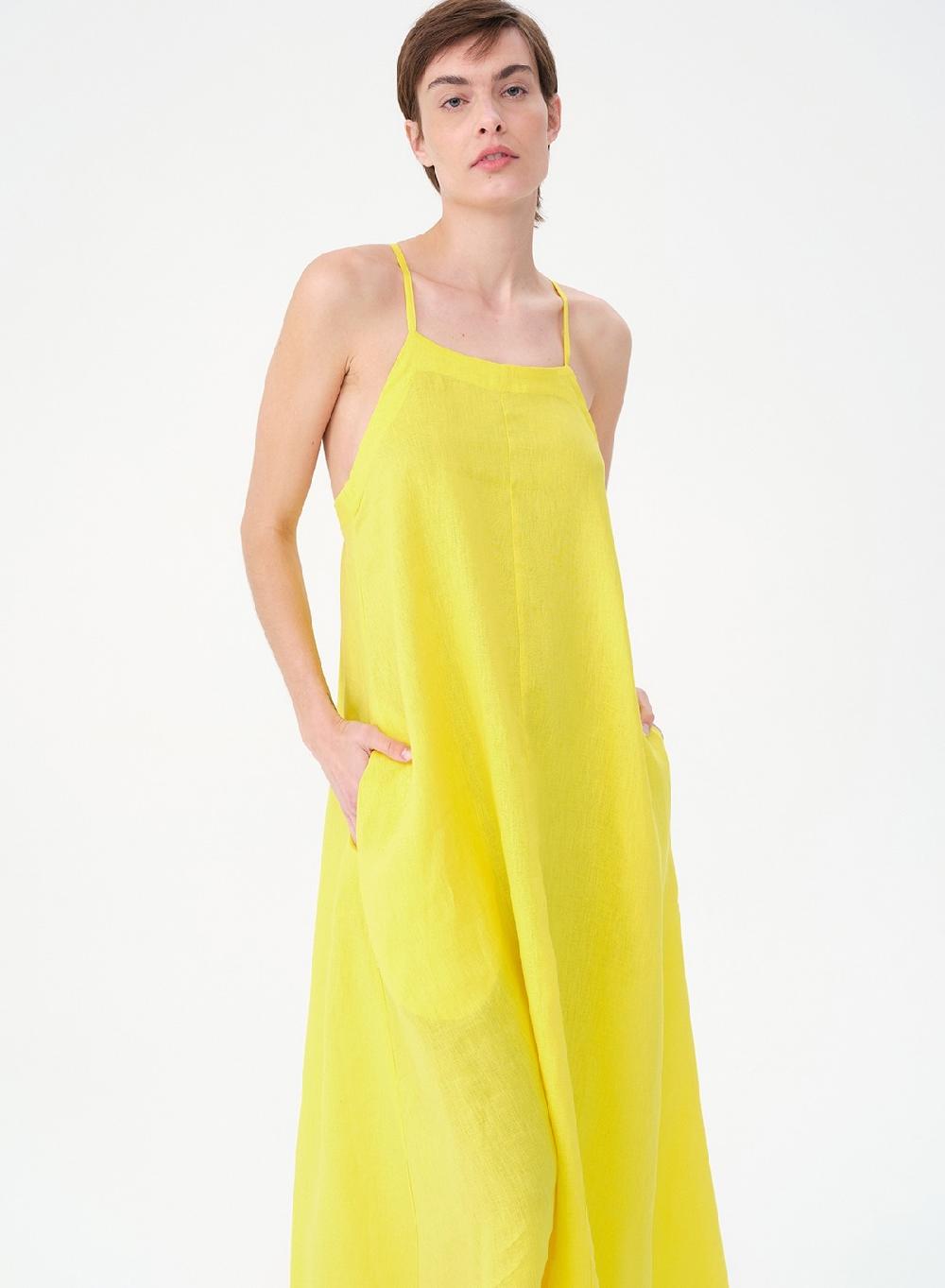 Etiqueta negra Vestido breteles lino