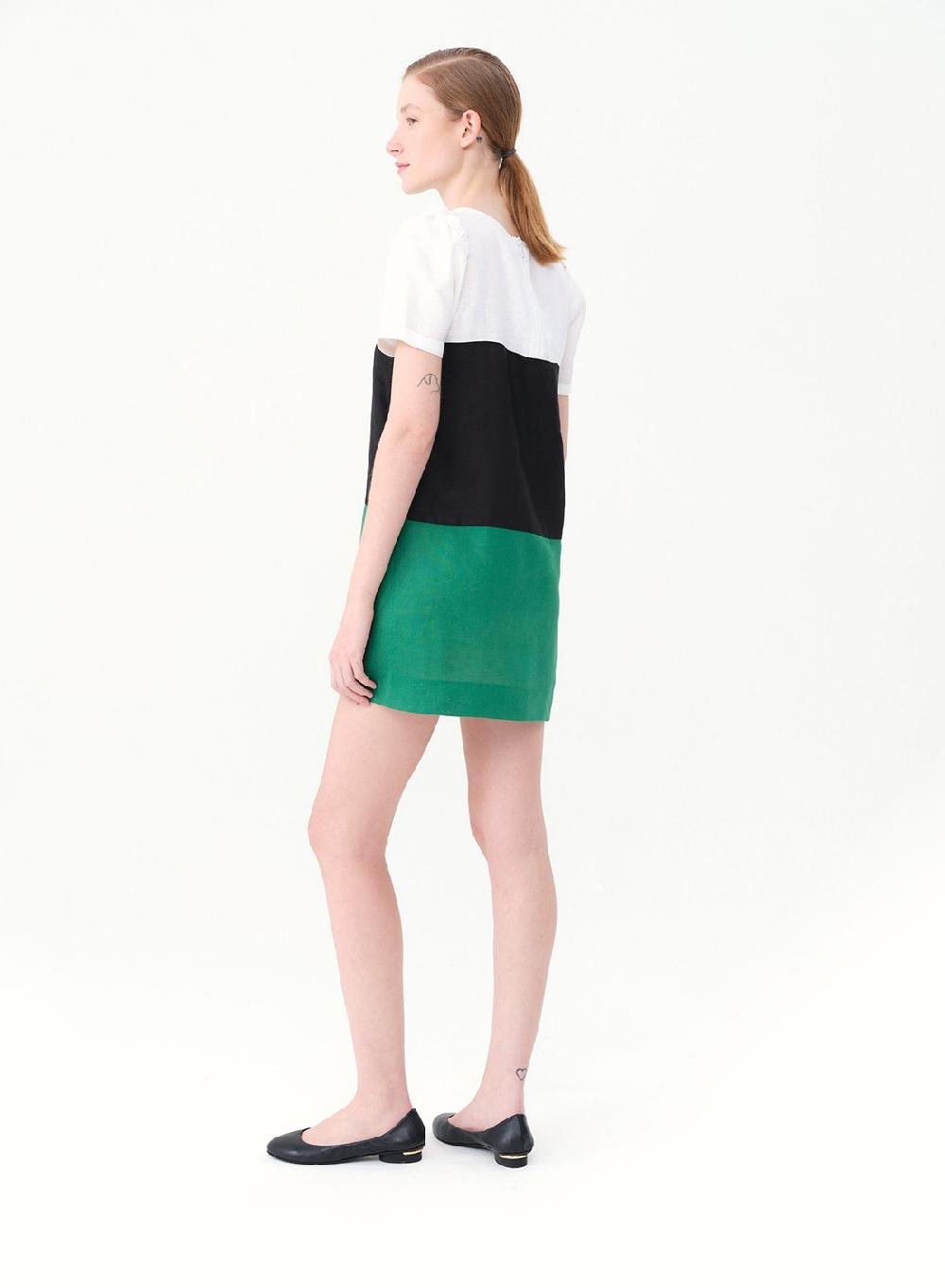 Etiqueta Negra Vestido Combinado Lino