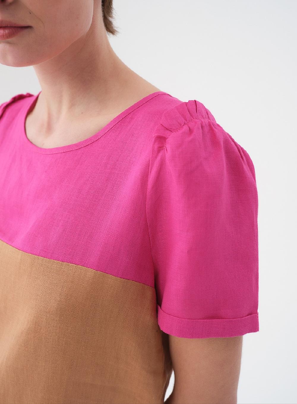 Etiqueta Negra Vestido Combinado Lino