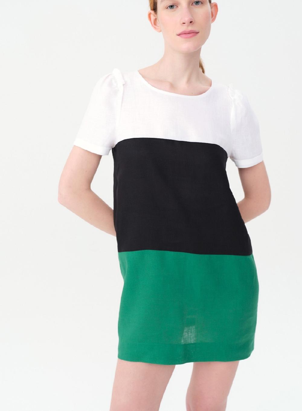 Etiqueta negra Vestido combinado lino