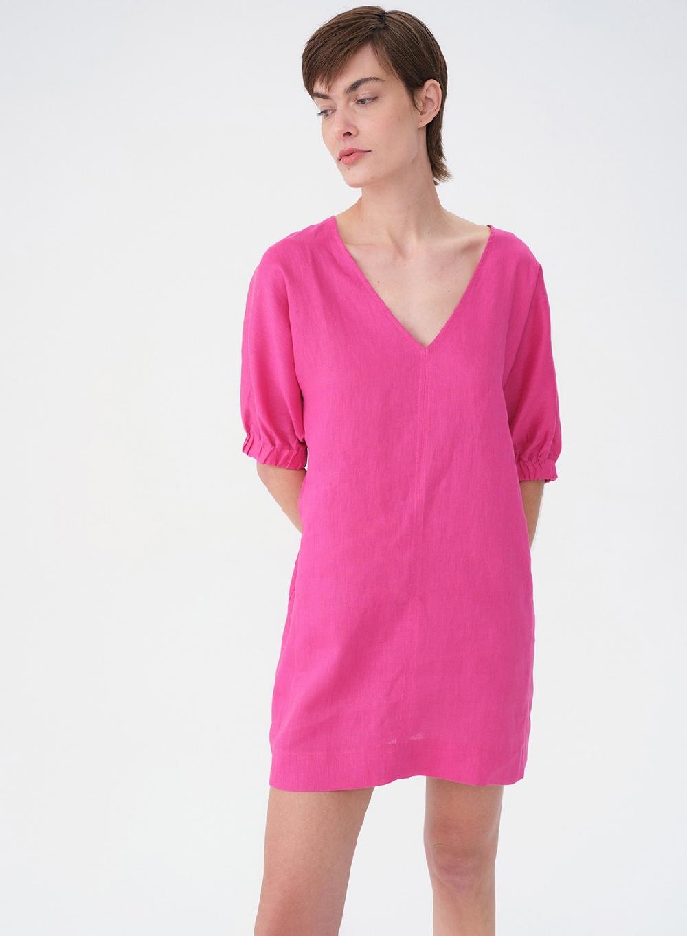 Etiqueta negra Vestido corto lino