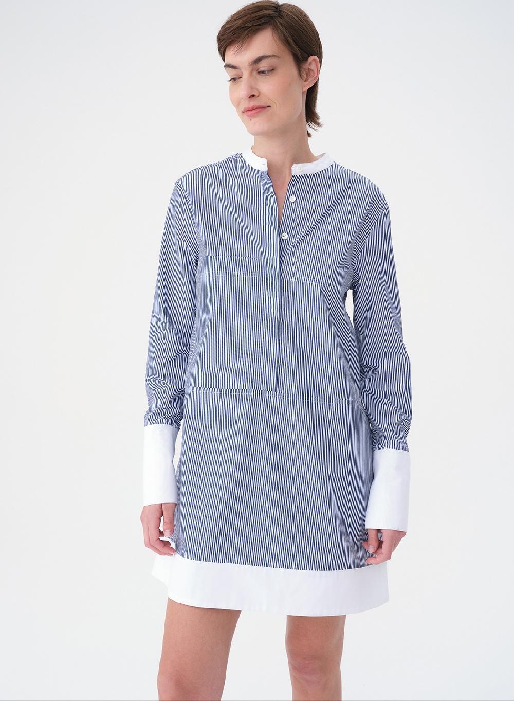 Etiqueta negra Vestido corto rayado