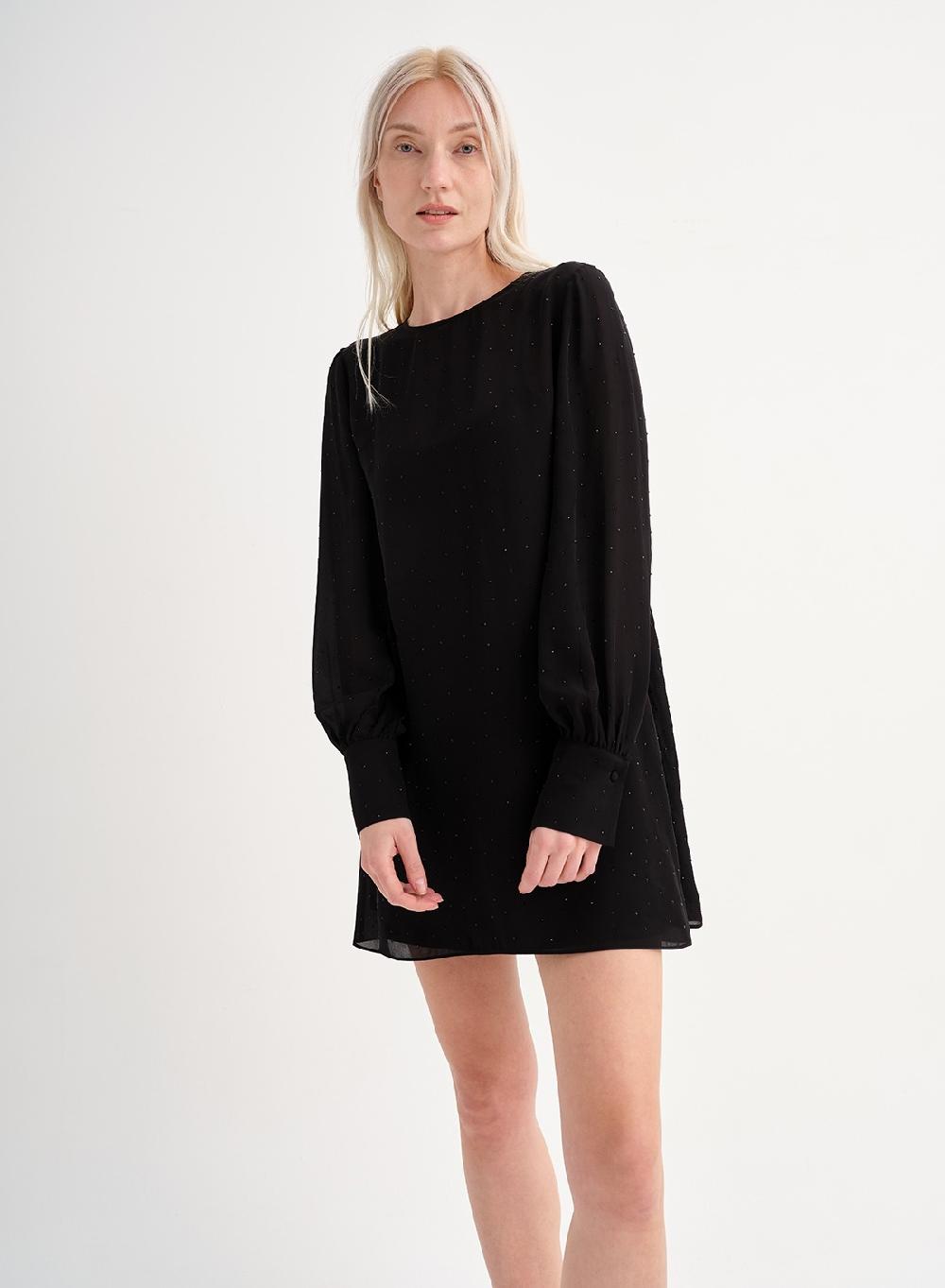 Etiqueta Negra Vestido Gasa Brillos Seda