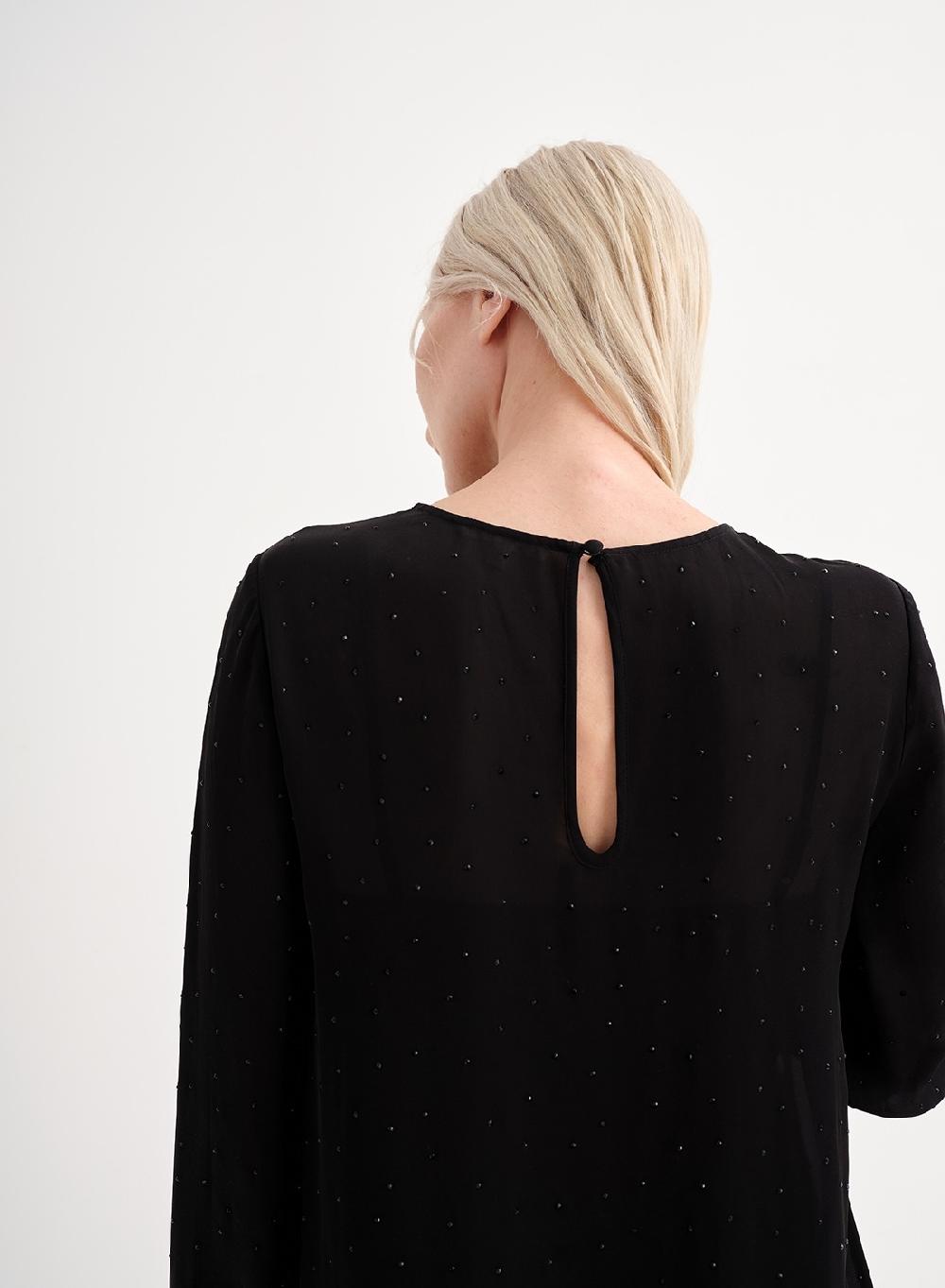 Etiqueta Negra Vestido Gasa Brillos Seda