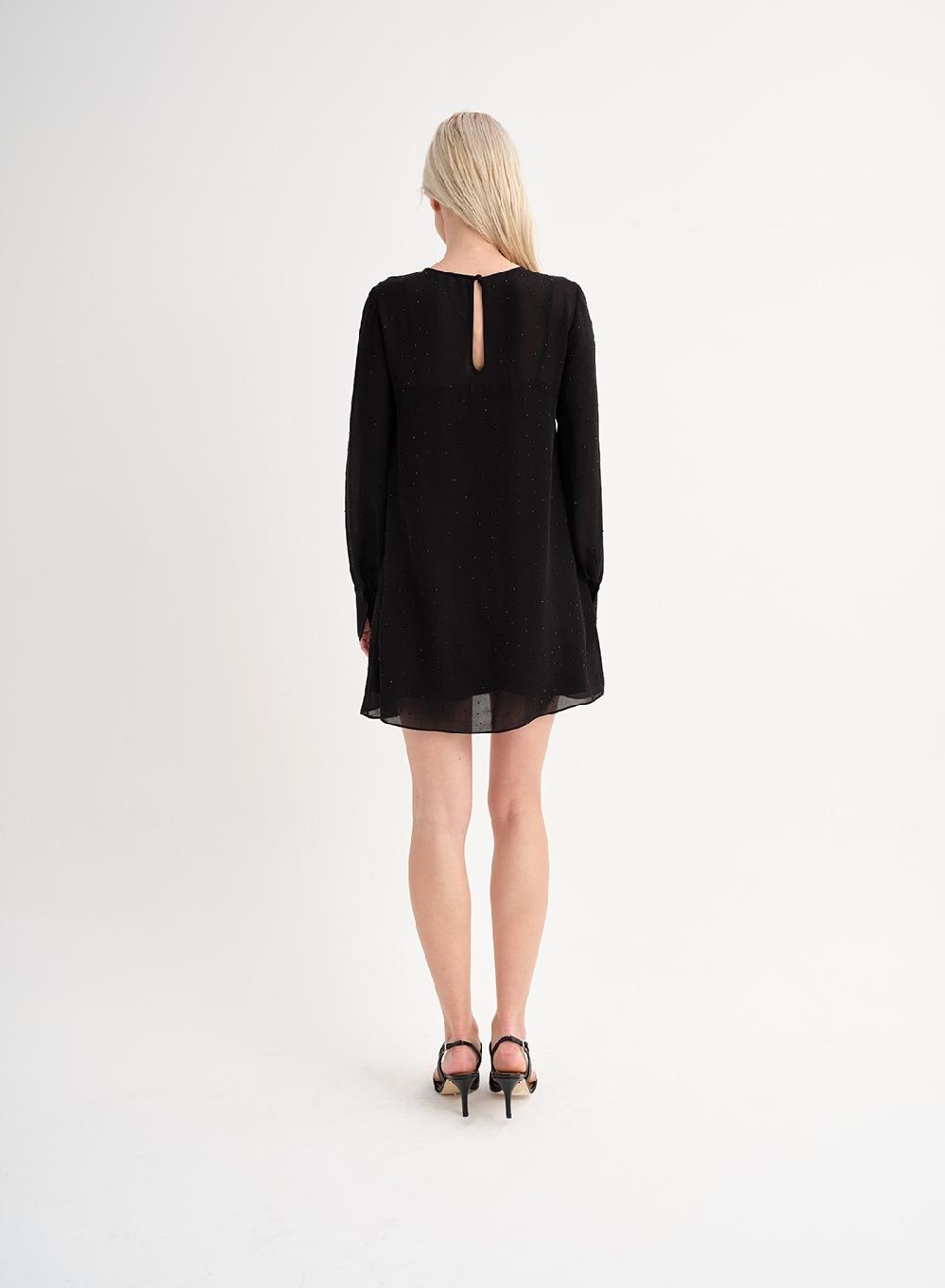 Etiqueta Negra Vestido Gasa Brillos Seda