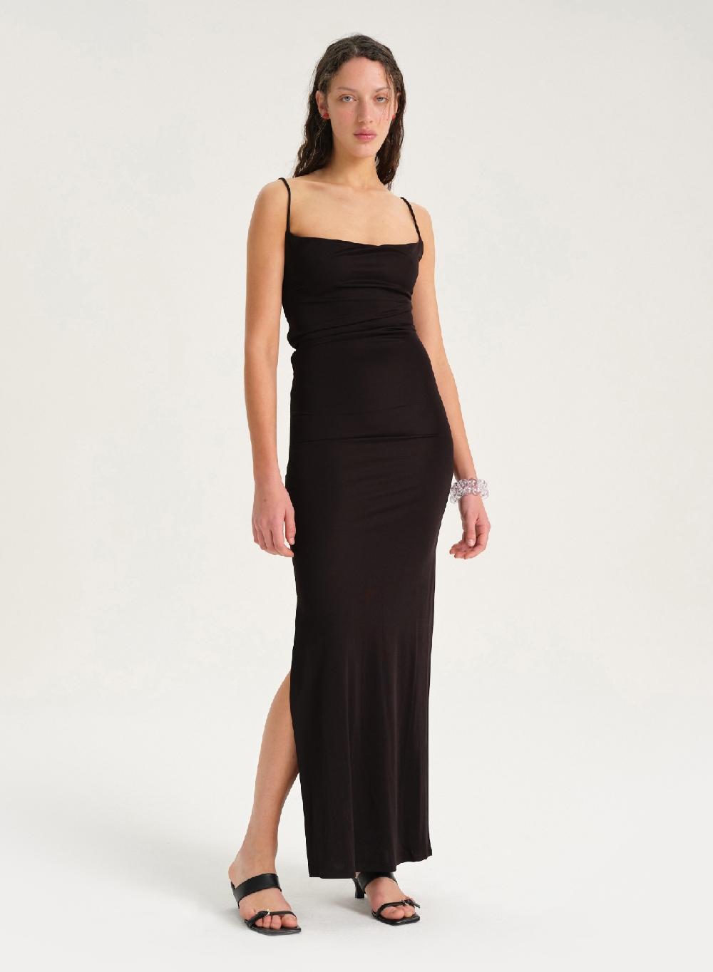 Etiqueta negra Vestido largo viscosa