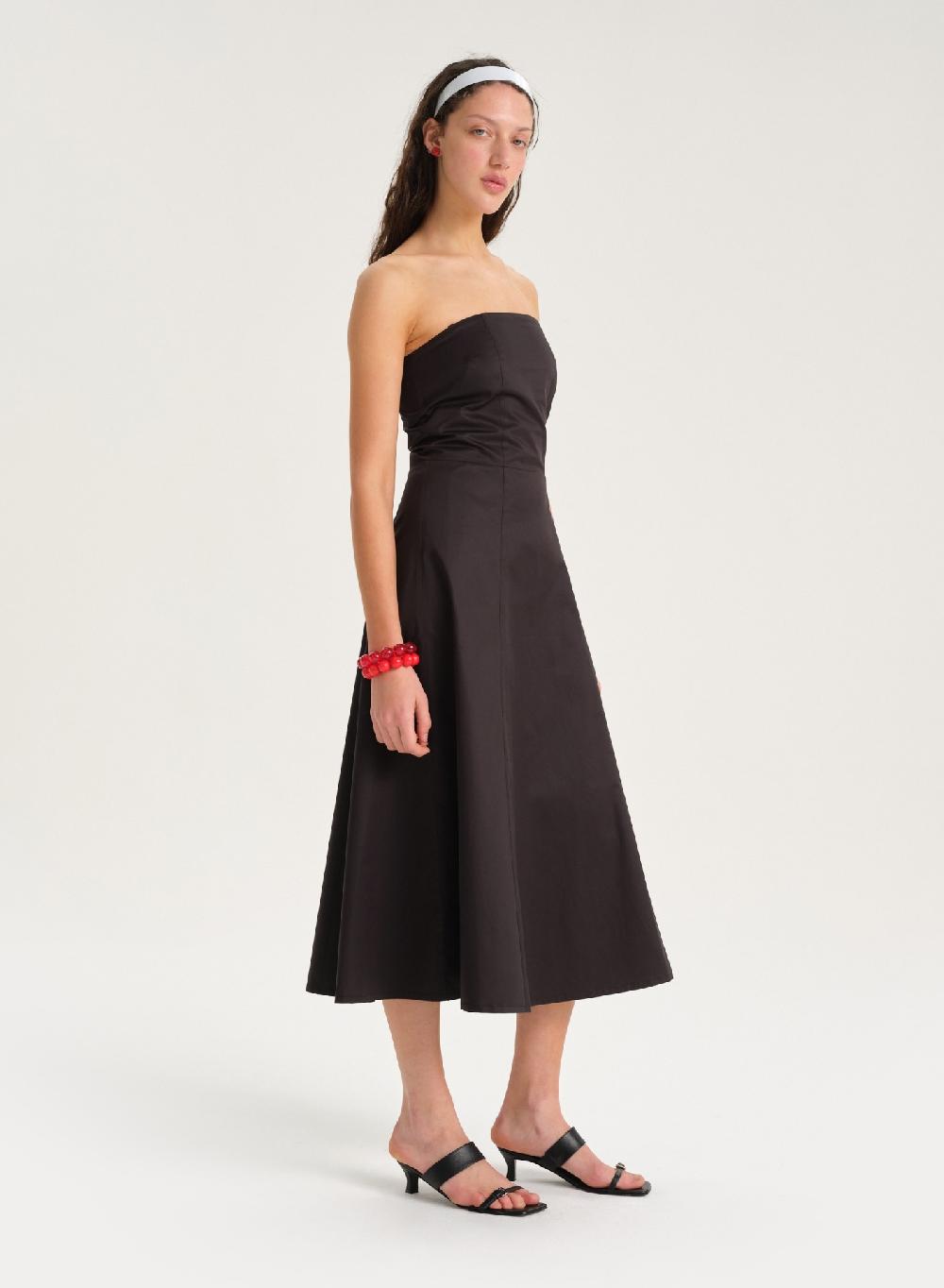 Etiqueta Negra Vestido Strapless Poplin