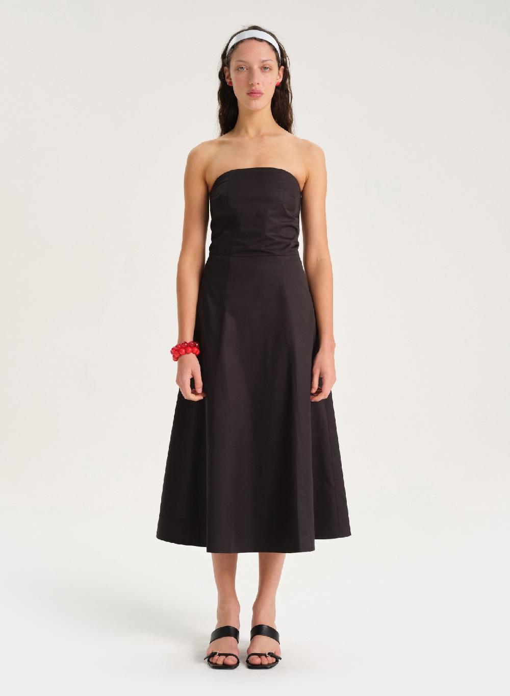 Etiqueta negra Vestido strapless poplin