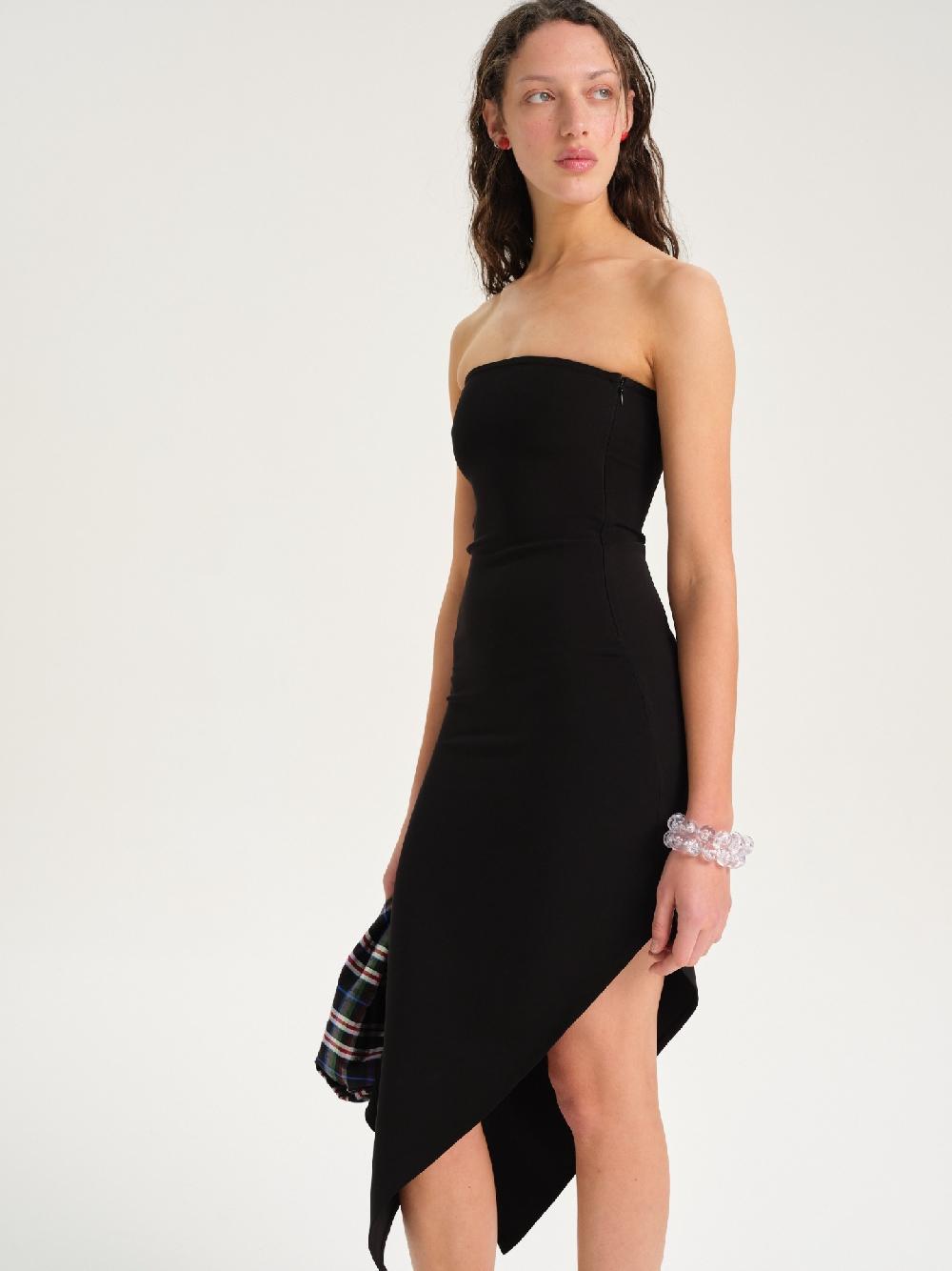 Etiqueta negra Vestido strapless viscosa