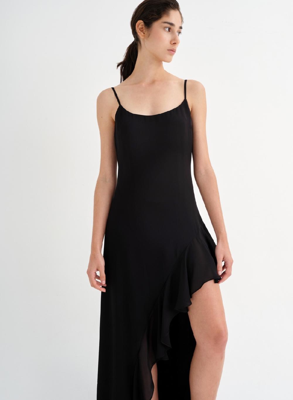 Etiqueta Negra Vestido Volado Gasa Seda