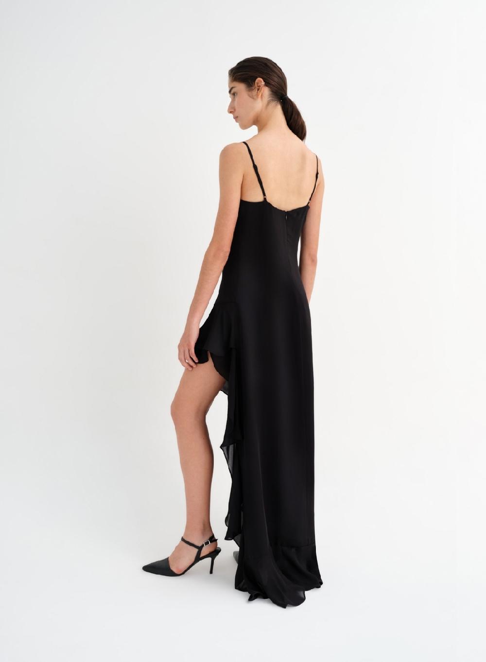 Etiqueta Negra Vestido Volado Gasa Seda