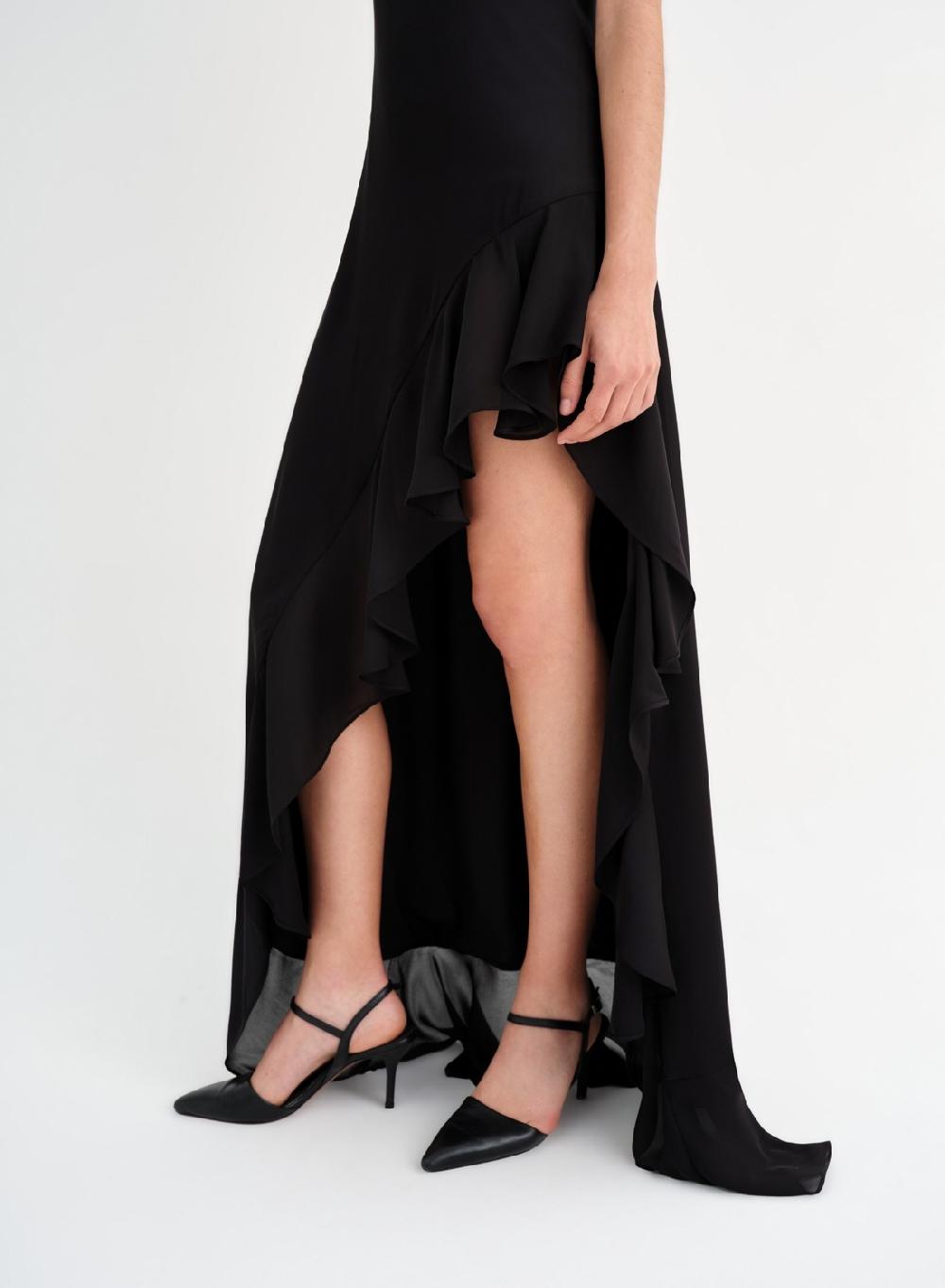 Etiqueta Negra Vestido Volado Gasa Seda