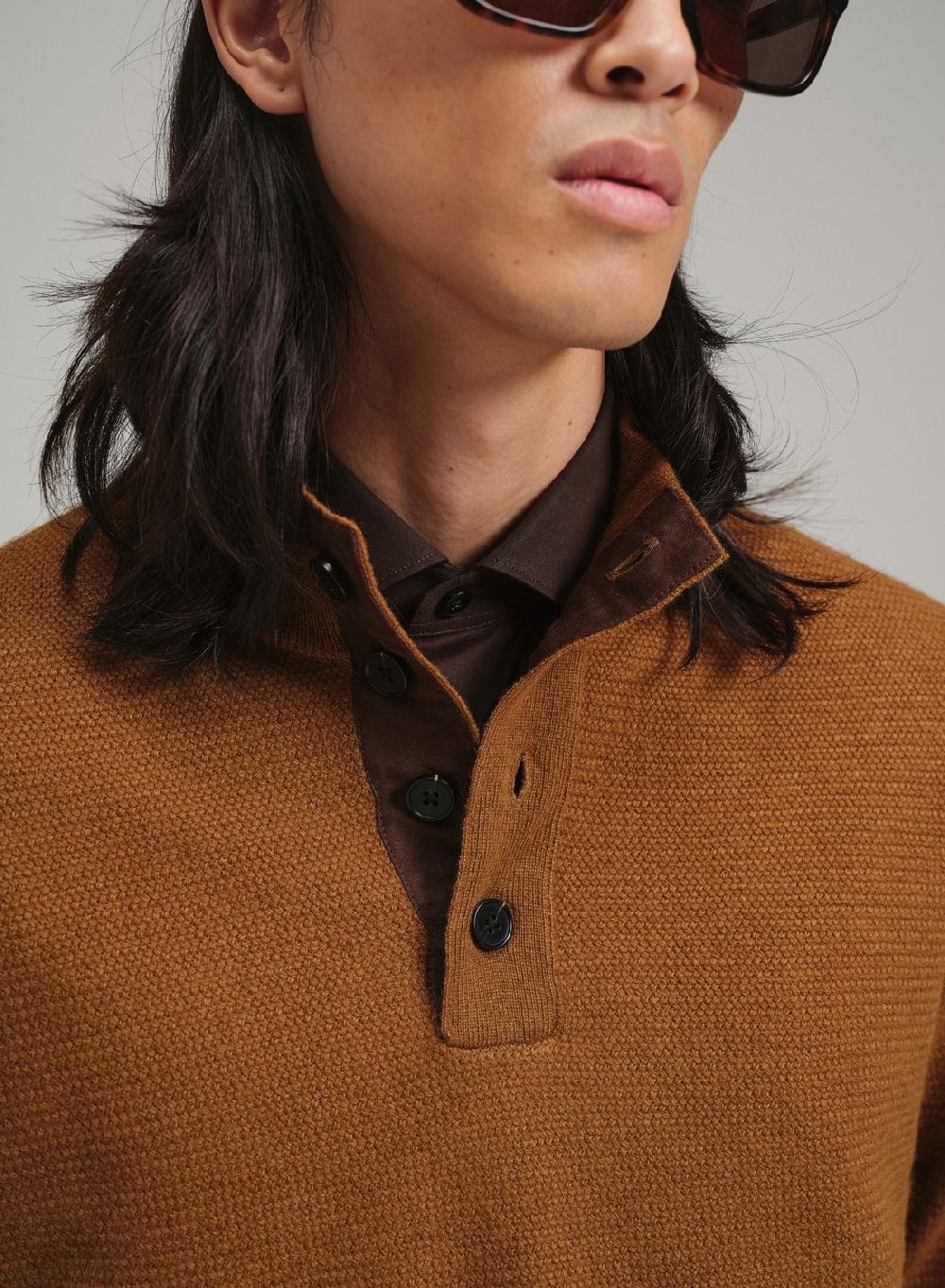 Etiqueta negra PREVENTA - Sweater media polera botones lana basico