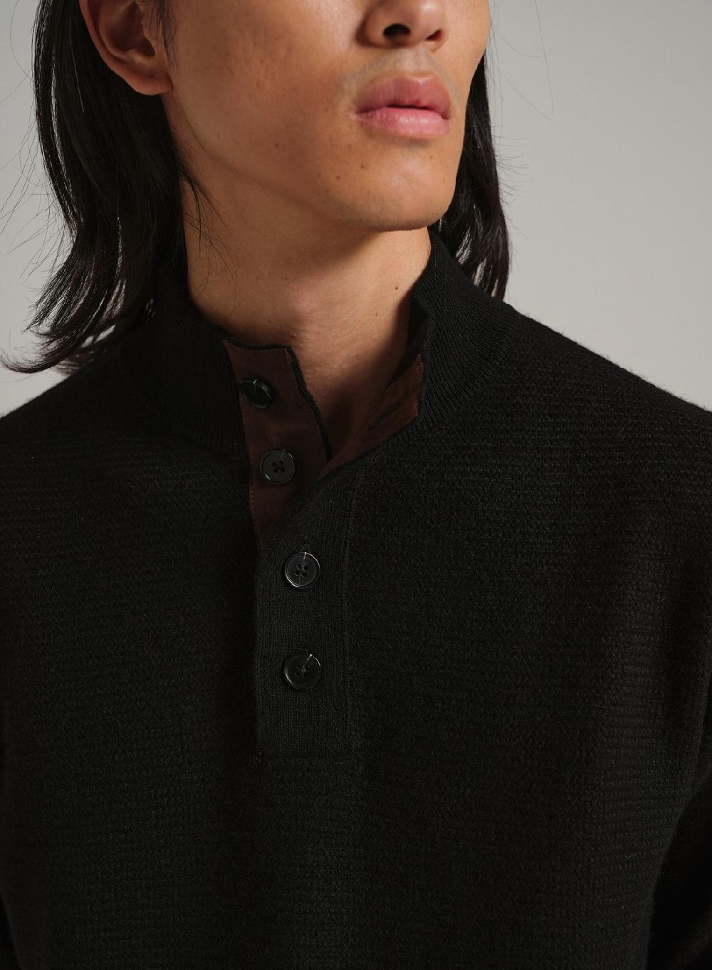 Etiqueta Negra PREVENTA - Sweater Media Polera Botones Lana Basico