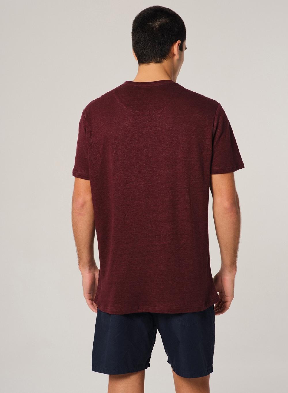 Etiqueta Negra Remera Cuello Redondo Manga Corta Lisa Lino