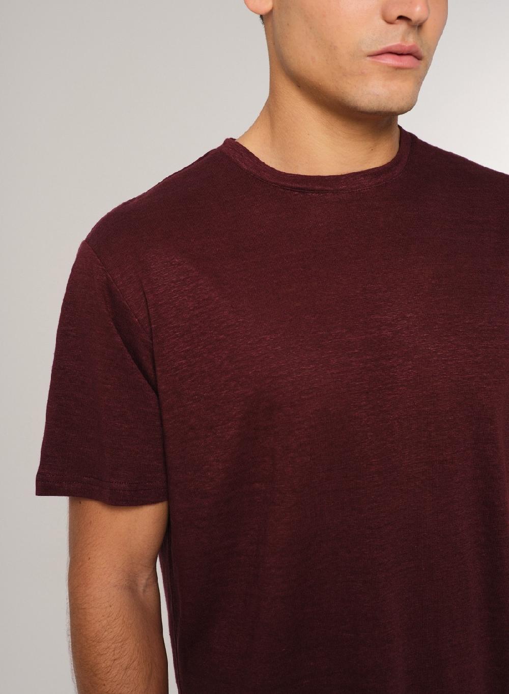 Etiqueta Negra Remera Cuello Redondo Manga Corta Lisa Lino