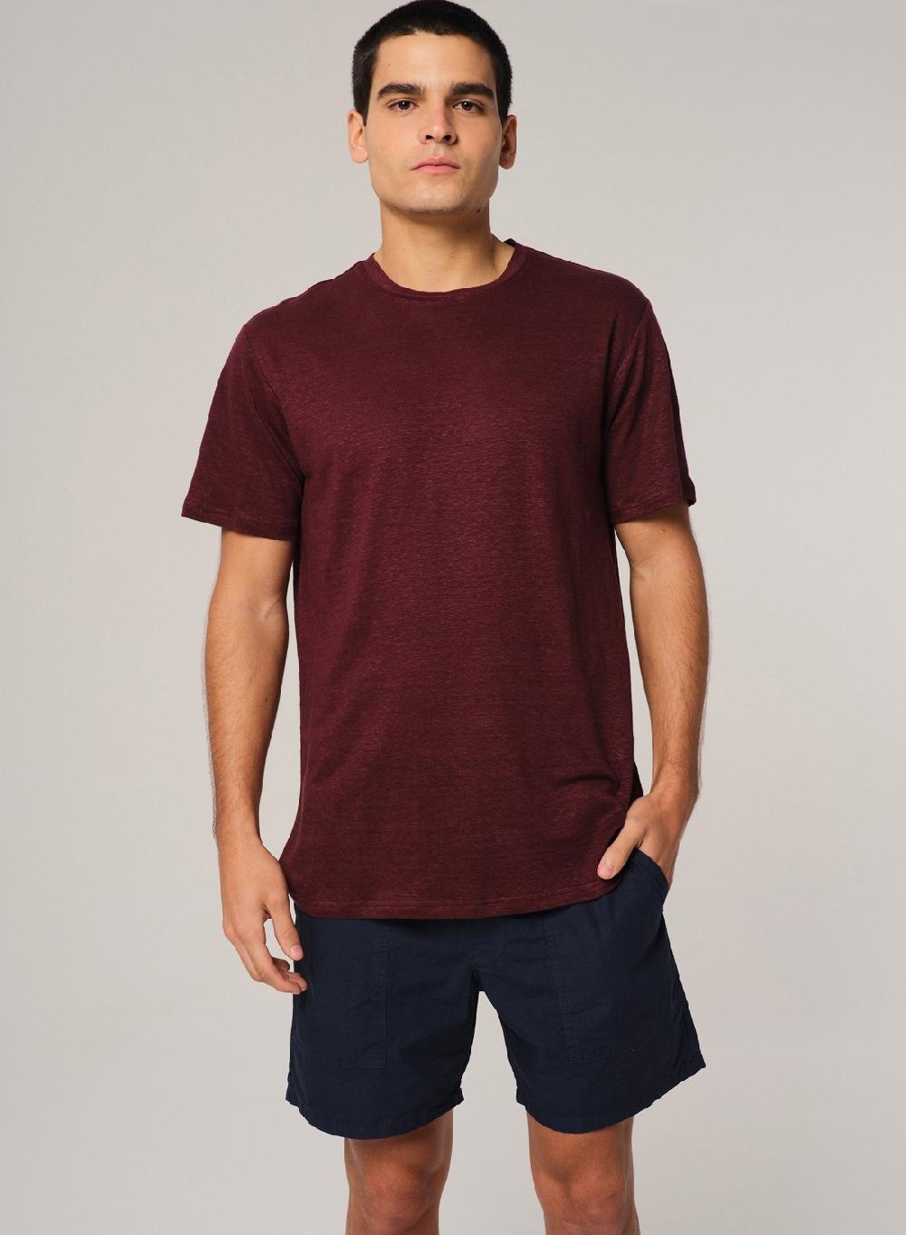 Etiqueta negra Remera cuello redondo manga corta lisa lino