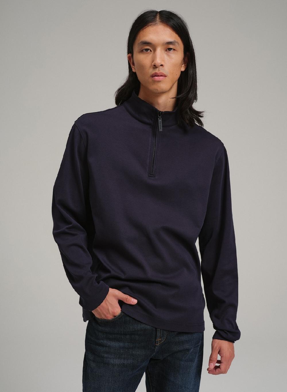 Etiqueta negra Remera media polera cierre liquid cotton