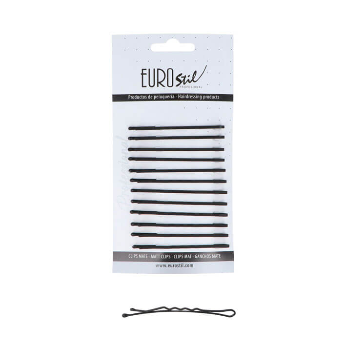 Eurostil CARTÓN 12 CLIPS ONDULADOS MATE NEGRO 65 MM