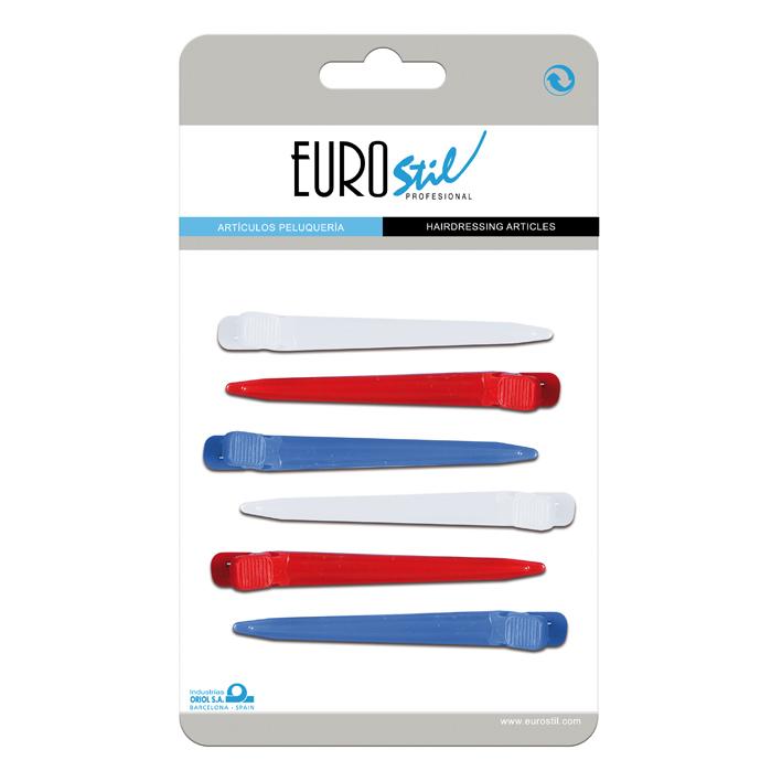 Eurostil CART.6 PINZAS CURV.PLAST.COLOR