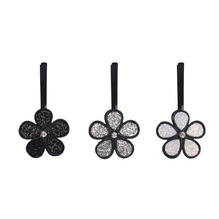 Eurostil CARTON 12 CLIPS NEGROS FLORES PURPURINA