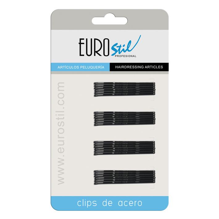 Eurostil CARTON 24 CLIPS OND.NEGRO 50 MM