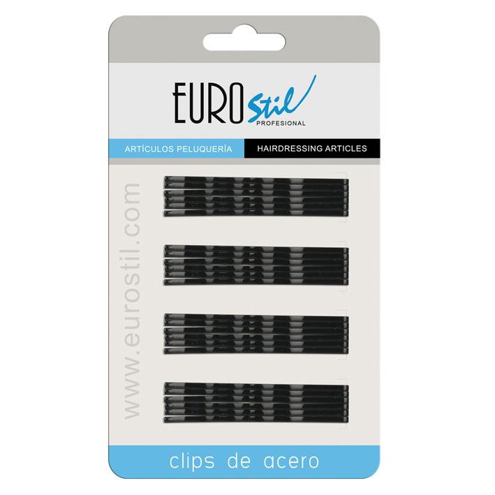 Eurostil CARTON 24 CLIPS OND.NEGRO 70 MM