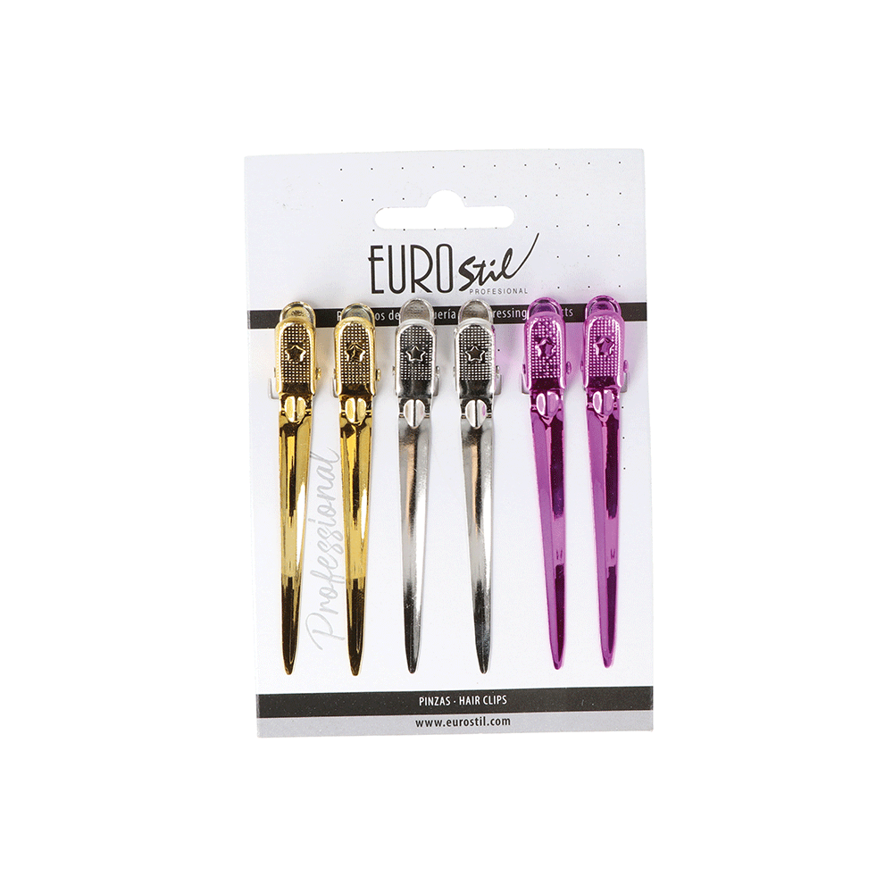 Eurostil CARTÓN 6 PINZAS CURVADAS EUROSTIL COLORES