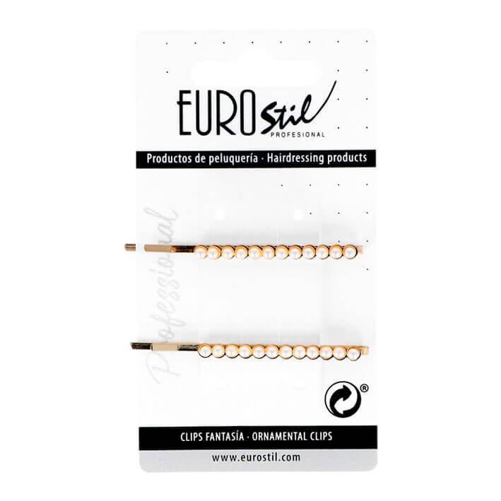 Eurostil CLIP DORADO CON PERLAS 2 UDS
