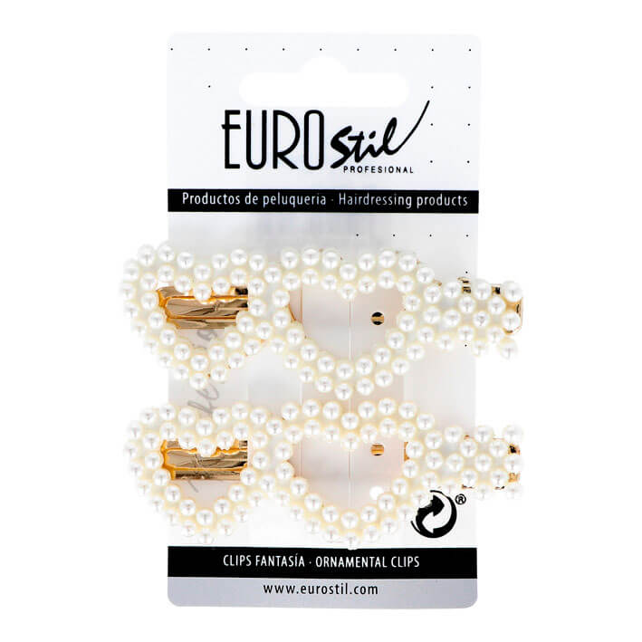 Eurostil CLIPS DORADOS CORAZONES CON PERLAS 2 UDS