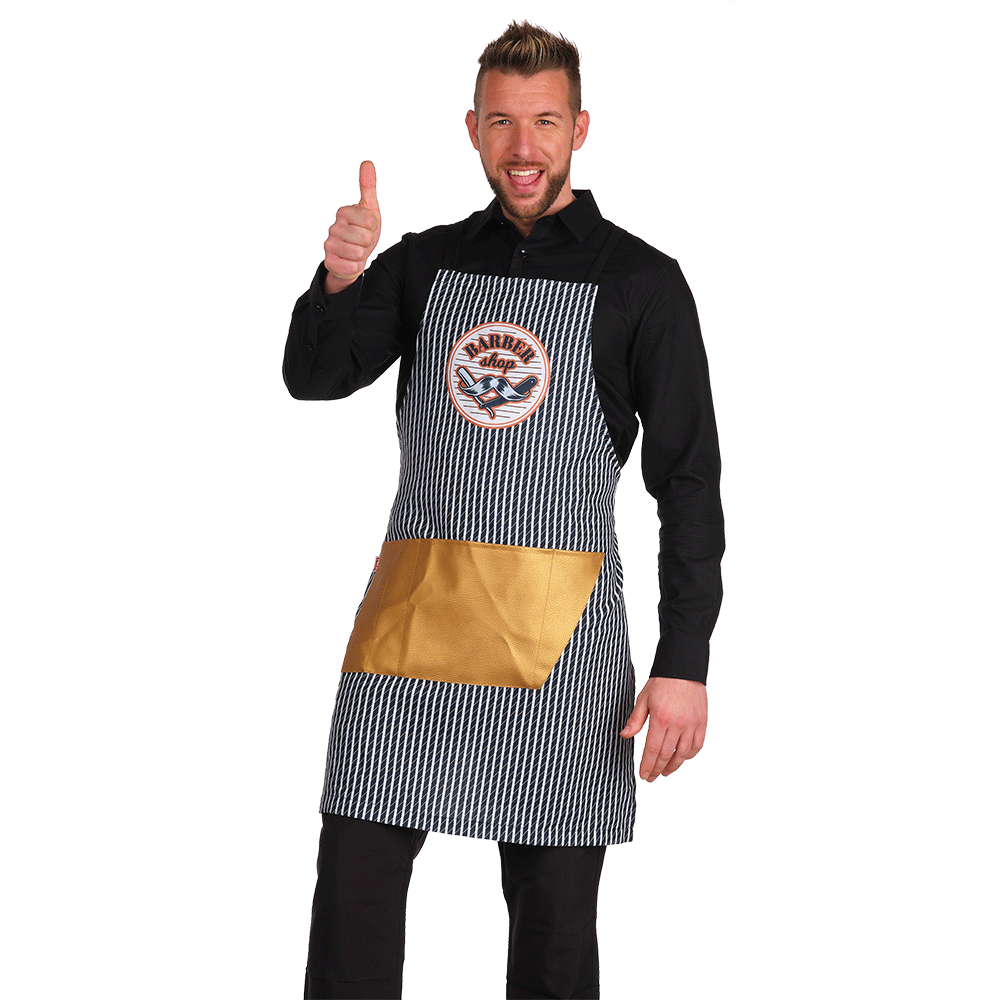 Eurostil DELANTAL BARBERO CON BOLSILLO DORADO