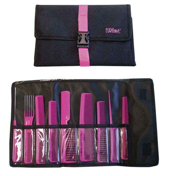 Eurostil ESTUCHE PROF. 9 PEINES COLORES CON CIERRE