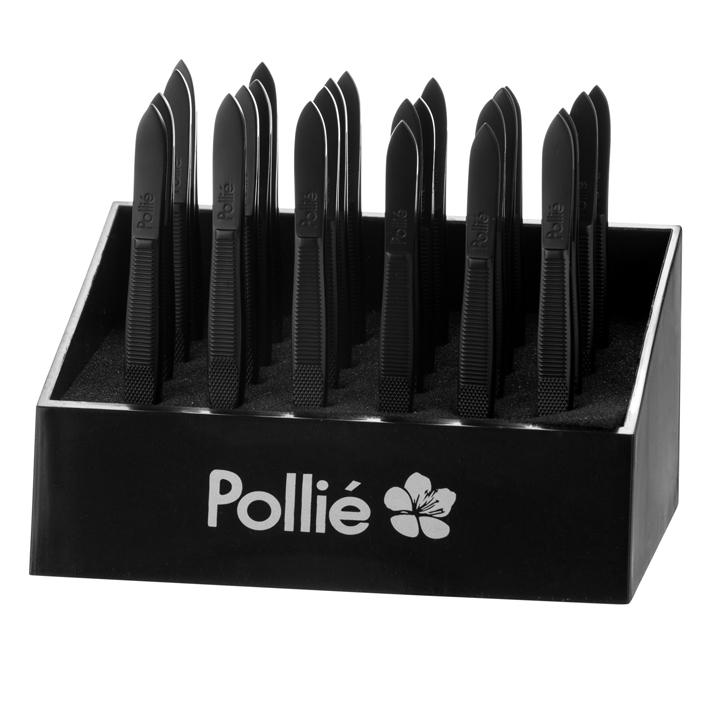 Eurostil EXPOSITOR 24 PINZAS DEPILAR 9 CM.NEGRA OBLIC