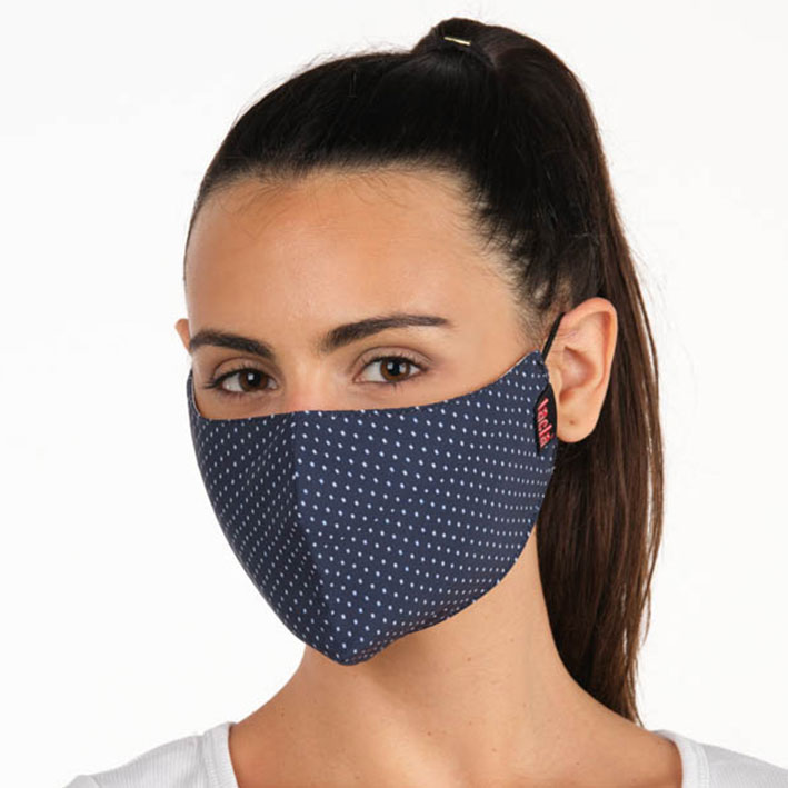 Eurostil PACK 3 MASCARILLAS TEXTIL AZUL TOPOS BLANCOS