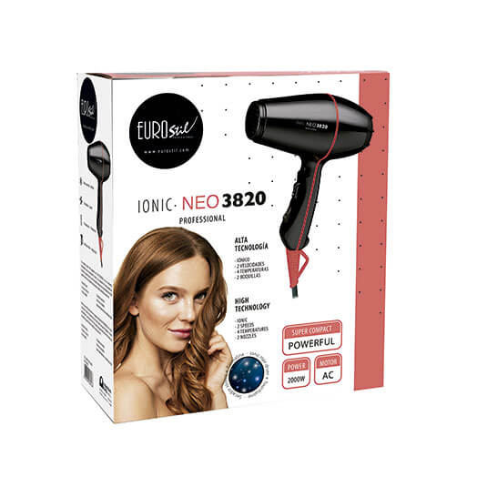 Eurostil SECADOR PROFESIONAL MICRO NEO 3820 IONICO + TURMALINA CON DIFUSOR