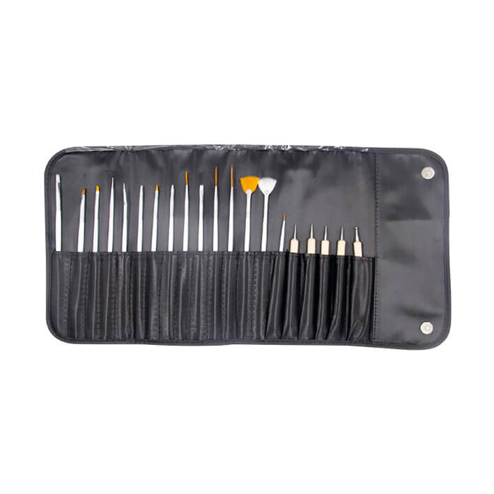 Eurostil SET 15 PINCELES NAIL ART + 5 DOBLE PUNTA METAL