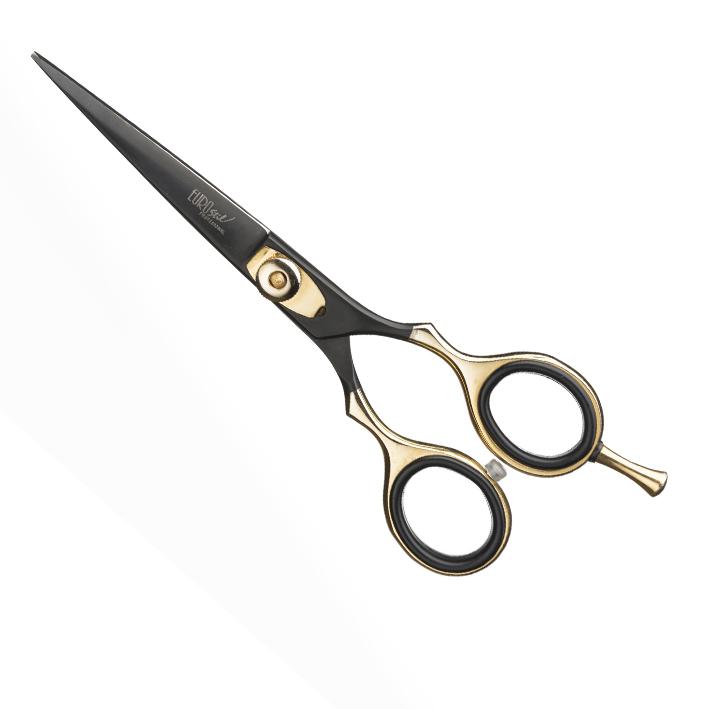 Eurostil TIJERA CORTE 5 5 FILO NAVAJ.NEGRA MANGO DORADO