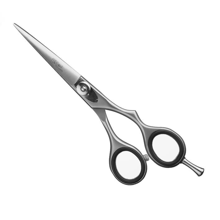 Eurostil TIJERA ZURDOS CORTE 5 5 FILO NAVAJA PLATA MATE
