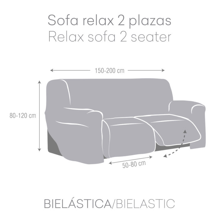 Eysa FUNDA SOFÁ RELAX PIES JUNTOS 2X2 BIELÁSTICA JAZ