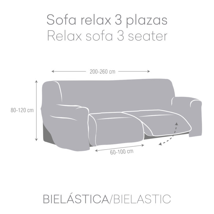 Eysa FUNDA SOFÁ RELAX PIES JUNTOS 3X2 BIELÁSTICA ROC