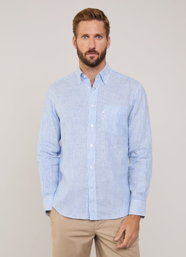 Façonnable Camisa De Lino Rayas Bengala Fit Regular