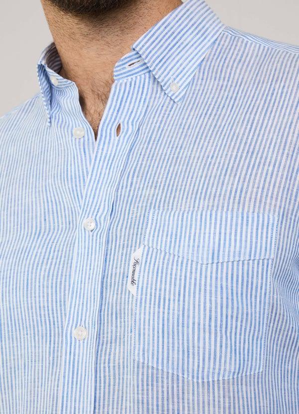Façonnable Camisa De Lino Rayas Bengala Fit Regular