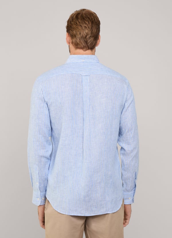 Façonnable Camisa De Lino Rayas Bengala Fit Regular