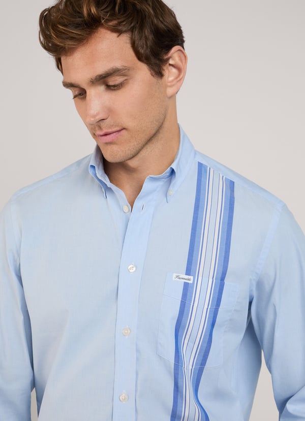 Façonnable Camisa Fil A Fil Cinta Lateral Fit Regular