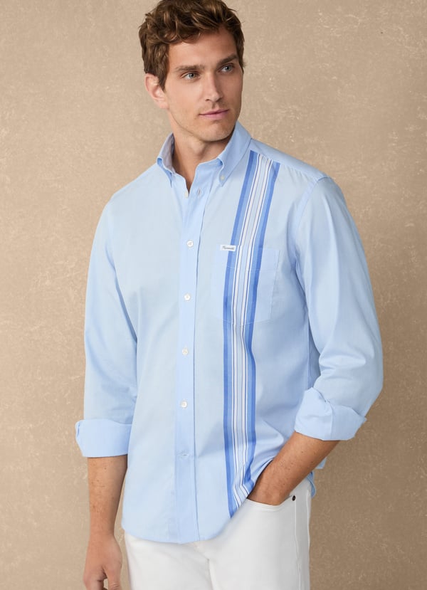 Façonnable camisa fil a fil cinta lateral fit regular