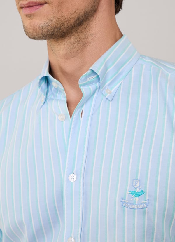 Façonnable Camisa Oxford Rayas Regimiento Fit Regular