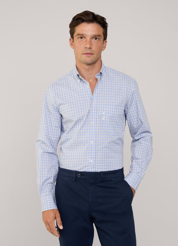 Façonnable Camisa Popelín Cuadros Tartán Fit Regular