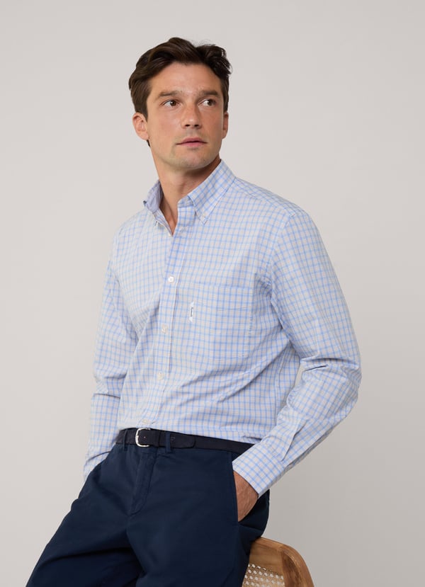 Façonnable camisa popelín cuadros tartán fit regular
