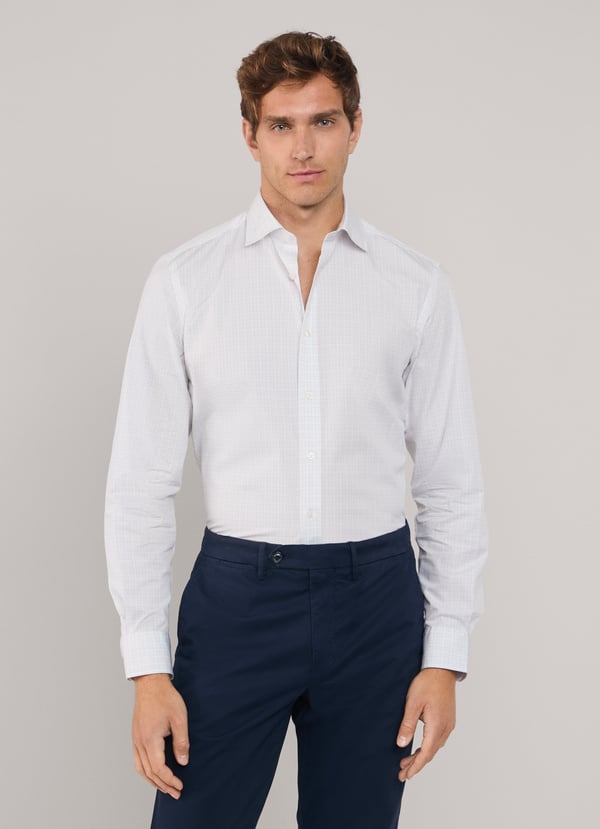 Façonnable Camisa Popelín Cuadros Ventana Fit Regular